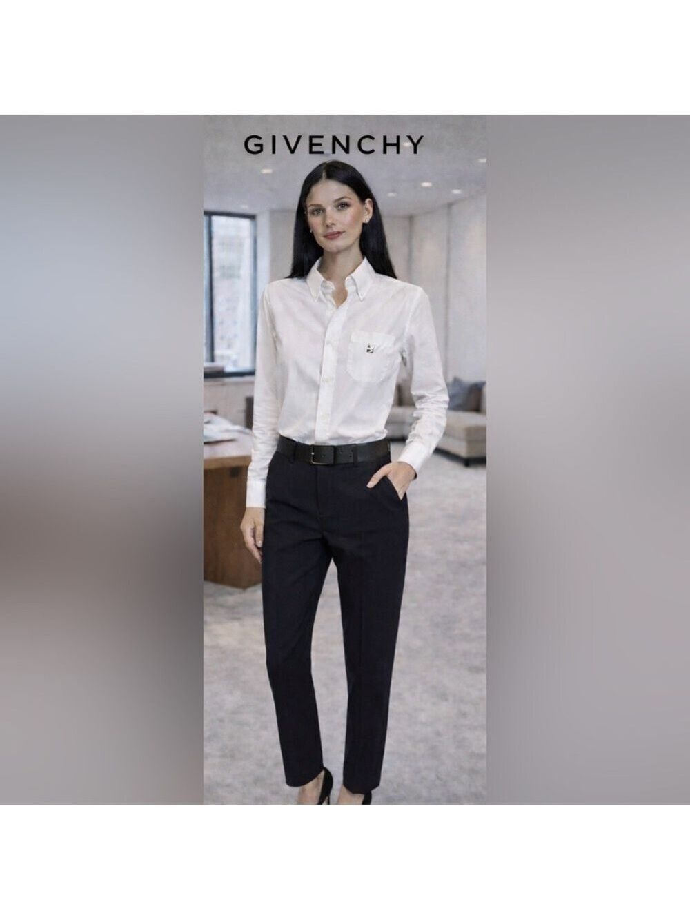 NWT Givenchy White Casual Button Down w/Logo Shirt Size 40